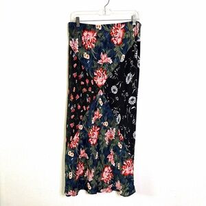 Carole Little Y2K bias cut midi maxi Floral Skirt sz L patchwork panels